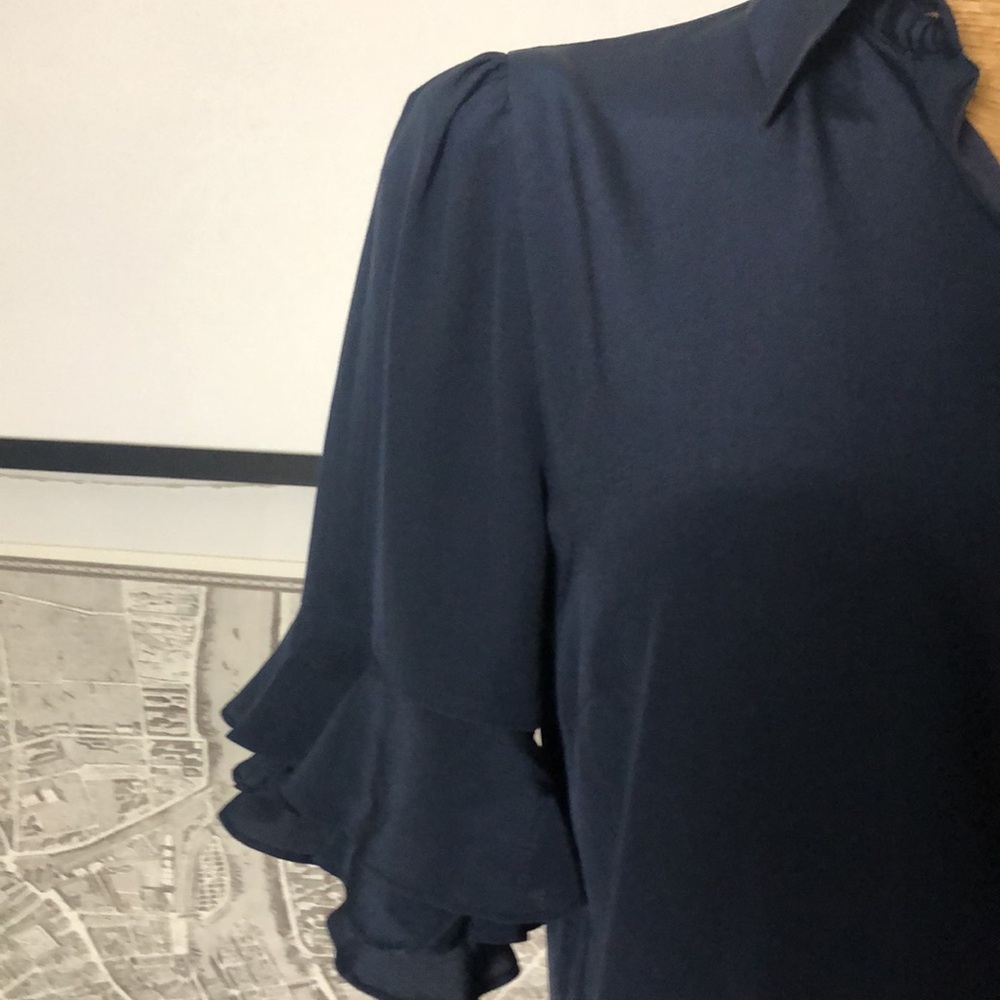 FRAME Navy Blue Silk top Size S - Picture 5 of 8